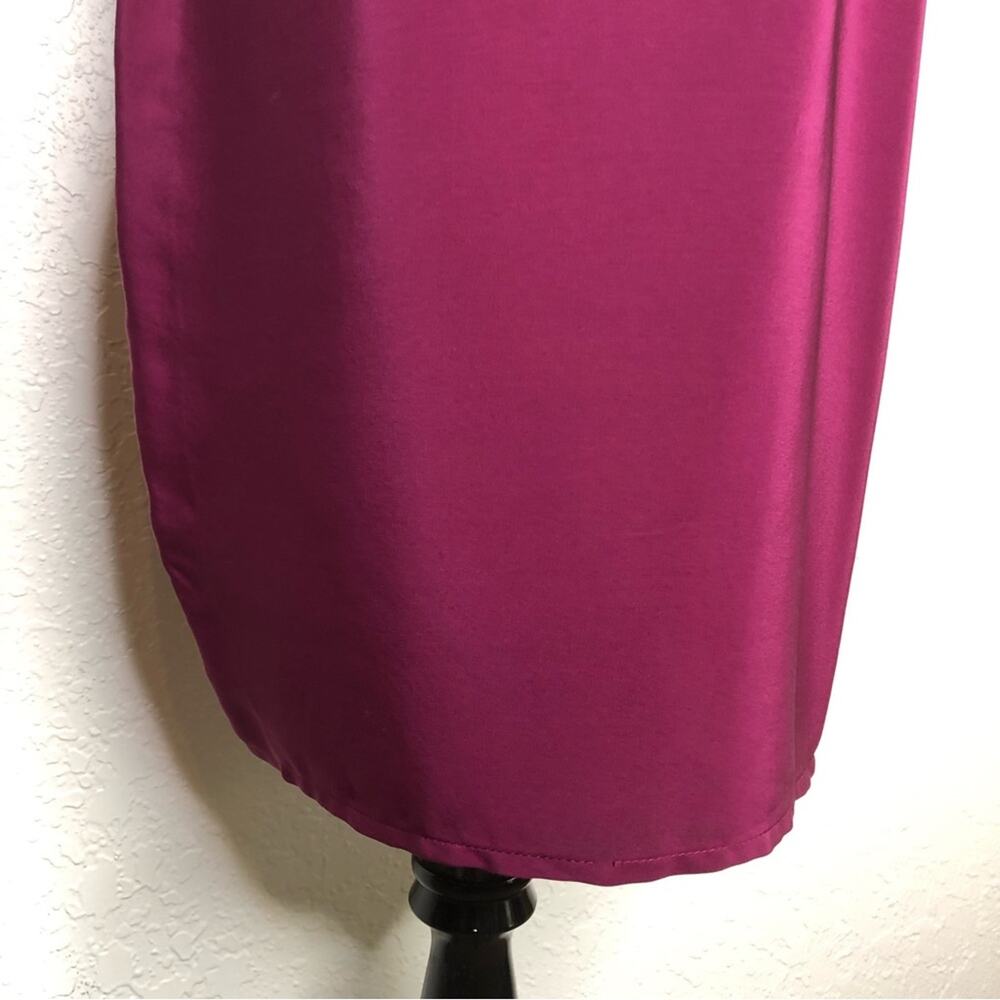Amanda Uprichard magenta purple black faux leather collar silk dress size Medium - Picture 8 of 14